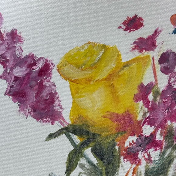 “Sunlit Blossom” Original Oil Painting on Canvas Board Signed 12” x 9” Unframed - Picture 5 of 5